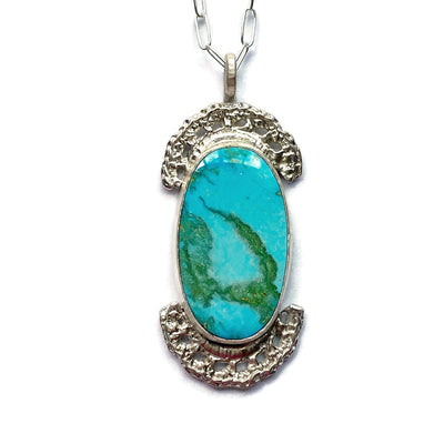 Turquoise Mountain & Silver Lace Pendant // One-of-a-Kind