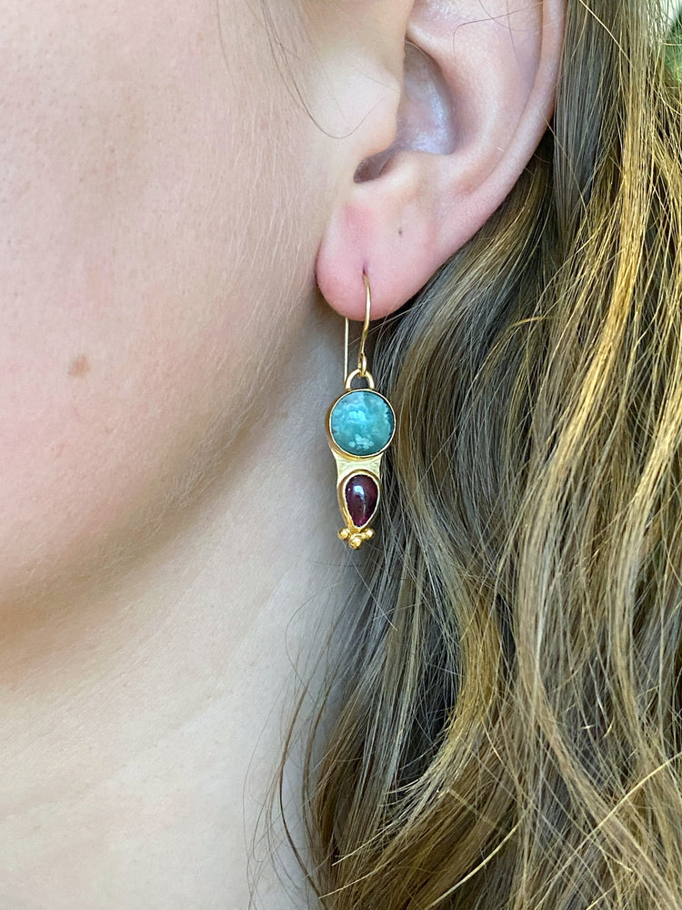 Pathway Earrings in Ocean Jasper & Garnet // One-of-a-Kind