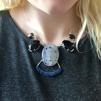 Agate, Onyx & Obsidian Statement Necklace // One-of-a-Kind-Necklaces-Twyla Dill-Seattle Jewelry-Handmade Jewelry-Seattle Jeweler-Twyla Dill