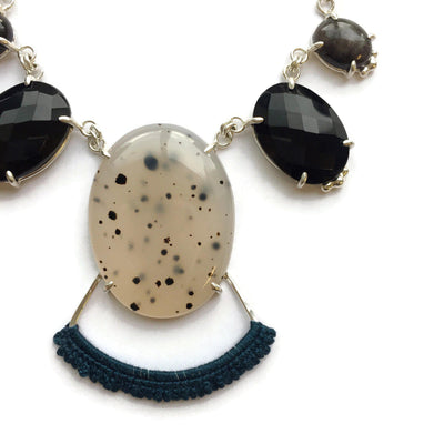 Agate, Onyx & Obsidian Statement Necklace // One-of-a-Kind-Necklaces-Twyla Dill-Seattle Jewelry-Handmade Jewelry-Seattle Jeweler-Twyla Dill