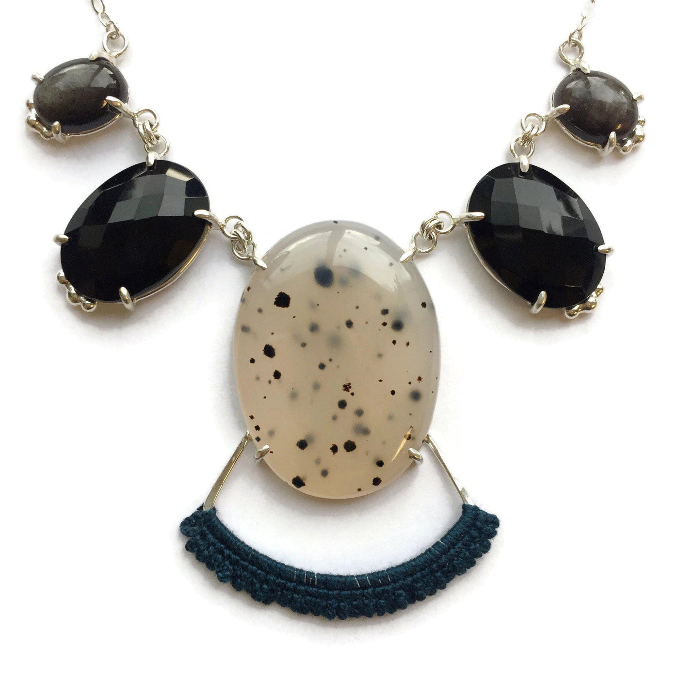 Agate, Onyx & Obsidian Statement Necklace // One-of-a-Kind-Necklaces-Twyla Dill-Seattle Jewelry-Handmade Jewelry-Seattle Jeweler-Twyla Dill