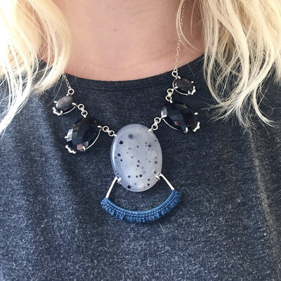 Agate, Onyx & Obsidian Statement Necklace // One-of-a-Kind-Necklaces-Twyla Dill-Seattle Jewelry-Handmade Jewelry-Seattle Jeweler-Twyla Dill