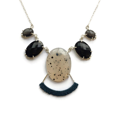 Agate, Onyx & Obsidian Statement Necklace // One-of-a-Kind-Necklaces-Twyla Dill-Seattle Jewelry-Handmade Jewelry-Seattle Jeweler-Twyla Dill