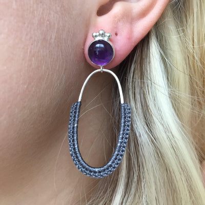 Amethyst Royal Oval Hoops // One-of-a-Kind-Earrings-Twyla Dill-Seattle Jewelry-Handmade Jewelry-Seattle Jeweler-Twyla Dill