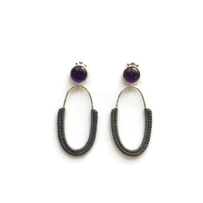 Amethyst Royal Oval Hoops // One-of-a-Kind-Earrings-Twyla Dill-Seattle Jewelry-Handmade Jewelry-Seattle Jeweler-Twyla Dill