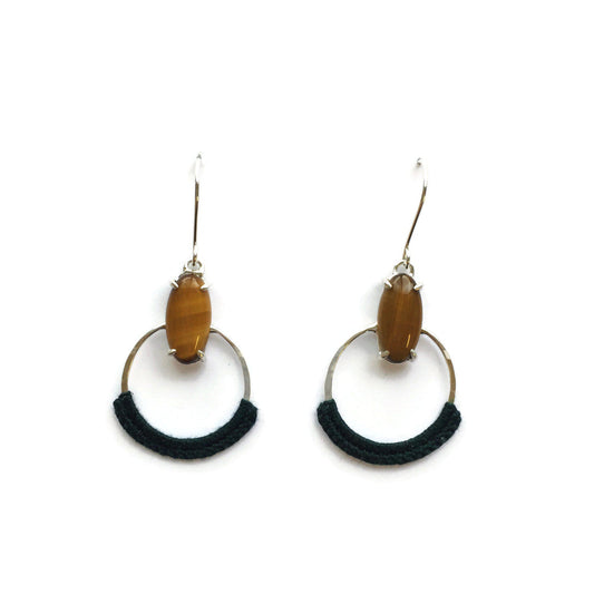 Amoro Hoop Earrings in Tiger Eye + Deep Forest Green-Twyla Dill-Seattle Jewelry-Handmade Jewelry-Seattle Jeweler-Twyla Dill