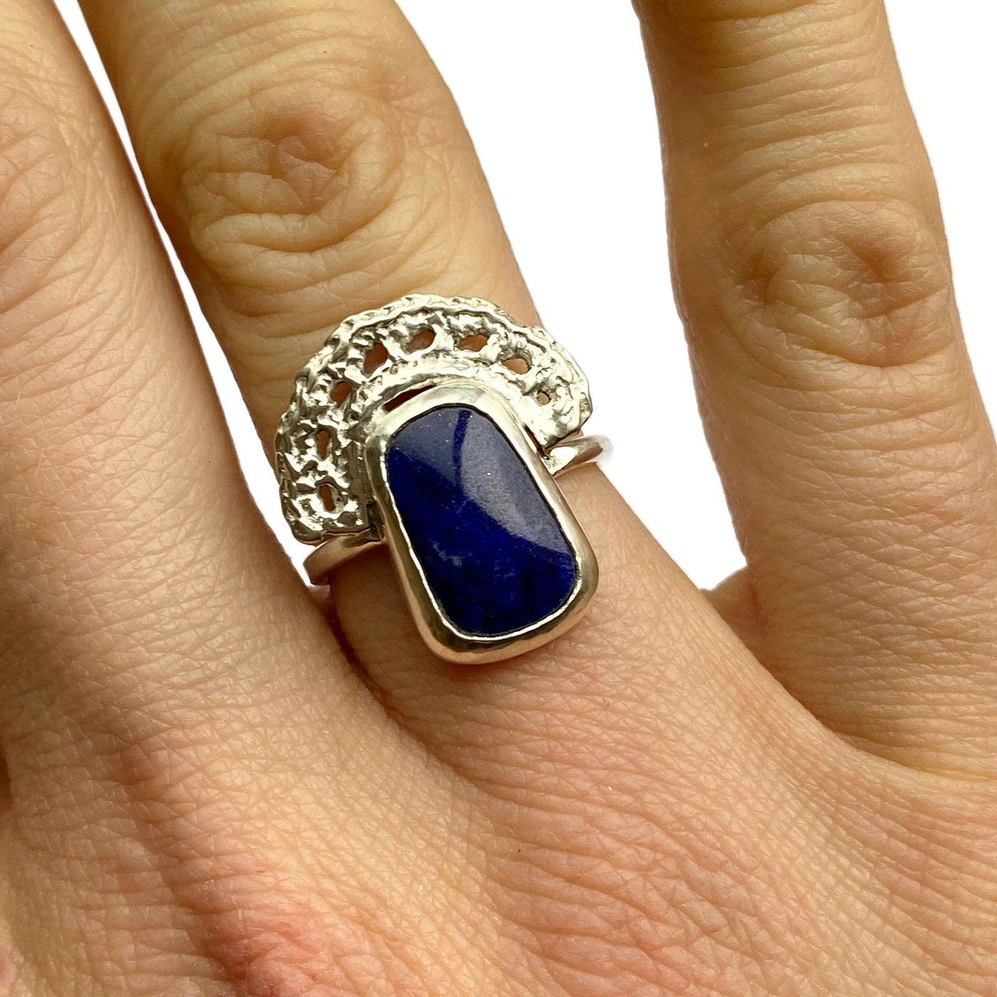 Cast Lace & Lapis Lace Halo Ring // One-of-a-Kind-Rings-Twyla Dill-Seattle Jewelry-Handmade Jewelry-Seattle Jeweler-Twyla Dill