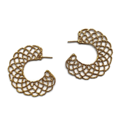 Cast Lace Large Filigree Hoops // Limited Edition-Earrings-Twyla Dill-14kt Gold Vermeil-Seattle Jewelry-Handmade Jewelry-Seattle Jeweler-Twyla Dill