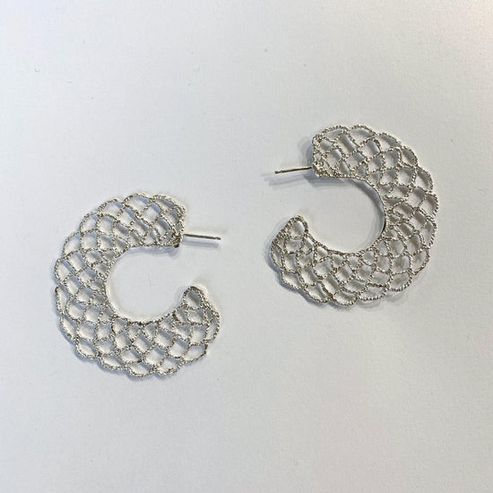 Cast Lace Large Filigree Hoops // Limited Edition-Earrings-Twyla Dill-Sterling Silver-Seattle Jewelry-Handmade Jewelry-Seattle Jeweler-Twyla Dill