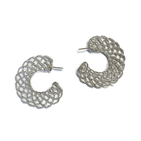 Cast Lace Large Filigree Hoops // Limited Edition-Earrings-Twyla Dill-Sterling Silver-Seattle Jewelry-Handmade Jewelry-Seattle Jeweler-Twyla Dill