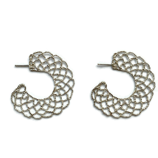 Cast Lace Large Filigree Hoops // Limited Edition-Earrings-Twyla Dill-Sterling Silver-Seattle Jewelry-Handmade Jewelry-Seattle Jeweler-Twyla Dill