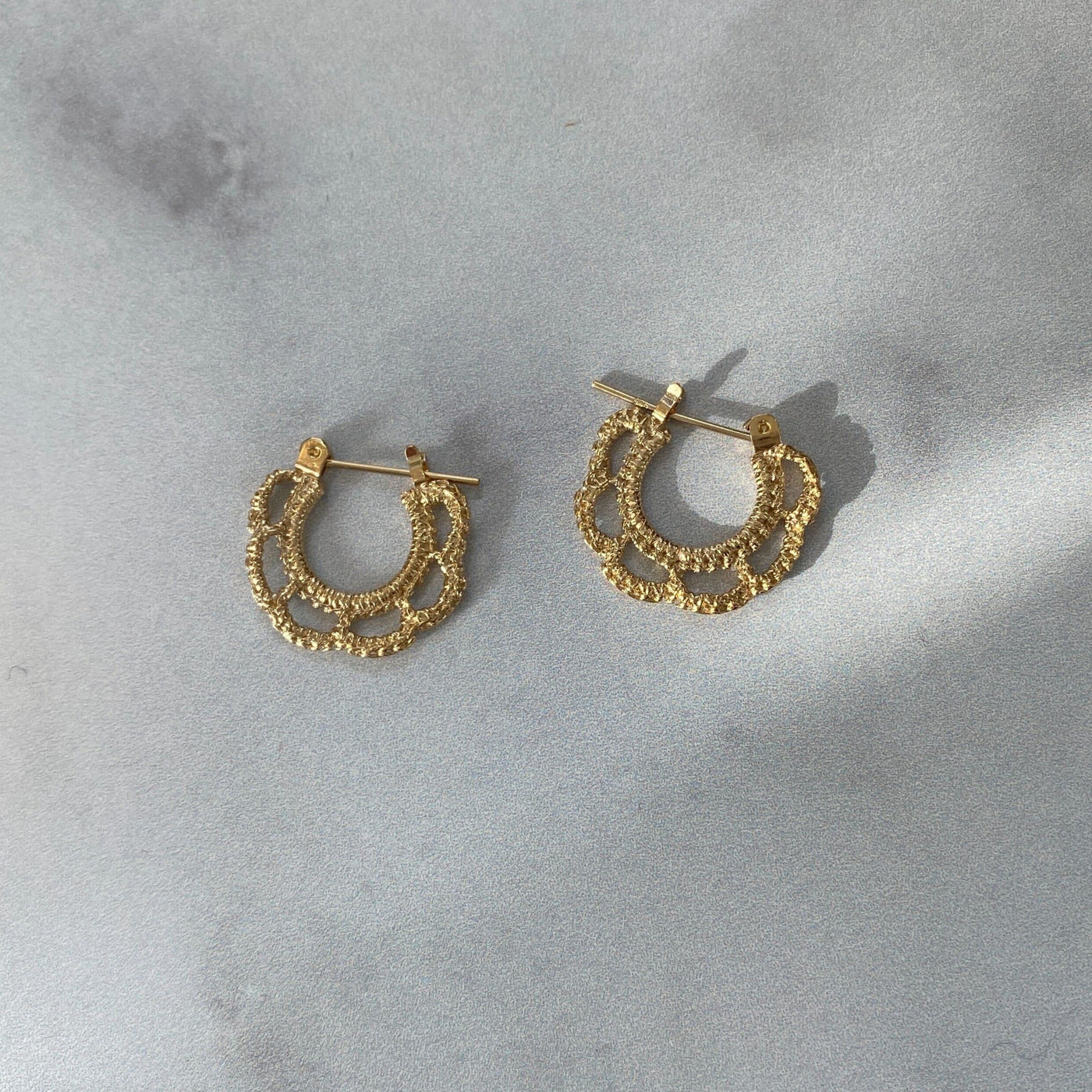 Cast Lace Scalloped Hoops // Limited Edition-Earrings-Twyla Dill-14kt Gold Vermeil-Seattle Jewelry-Handmade Jewelry-Seattle Jeweler-Twyla Dill