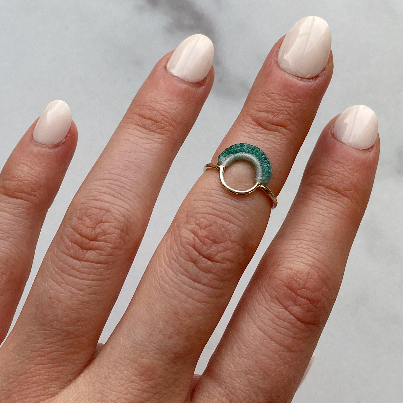 Ember Ring // Sterling Silver + Hand Dyed Aqua-Rings-Twyla Dill-5-Seattle Jewelry-Handmade Jewelry-Seattle Jeweler-Twyla Dill