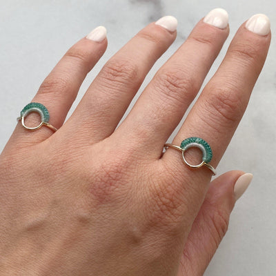 Ember Ring // Sterling Silver + Hand Dyed Aqua-Rings-Twyla Dill-5-Seattle Jewelry-Handmade Jewelry-Seattle Jeweler-Twyla Dill