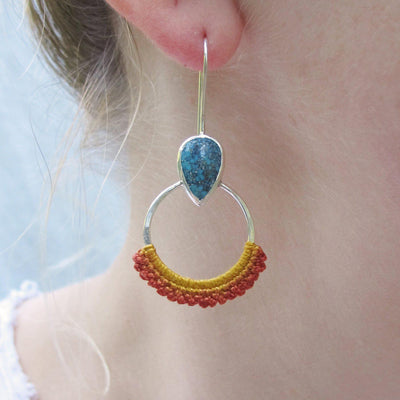 Hand Dyed Amoro Earrings in Speckled Turquoise // One-of-a-Kind-Twyla Dill-Seattle Jewelry-Handmade Jewelry-Seattle Jeweler-Twyla Dill