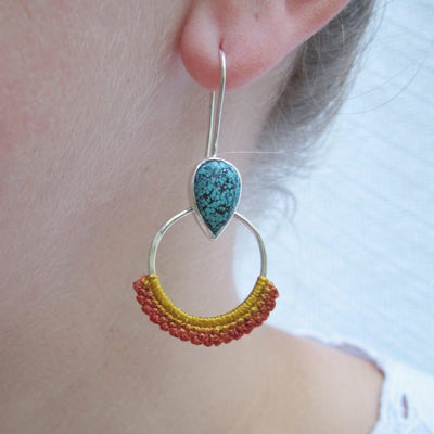 Hand Dyed Amoro Earrings in Speckled Turquoise // One-of-a-Kind-Twyla Dill-Seattle Jewelry-Handmade Jewelry-Seattle Jeweler-Twyla Dill