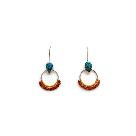 Hand Dyed Amoro Earrings in Speckled Turquoise // One-of-a-Kind-Twyla Dill-Seattle Jewelry-Handmade Jewelry-Seattle Jeweler-Twyla Dill