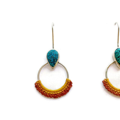 Hand Dyed Amoro Earrings in Speckled Turquoise // One-of-a-Kind-Twyla Dill-Seattle Jewelry-Handmade Jewelry-Seattle Jeweler-Twyla Dill