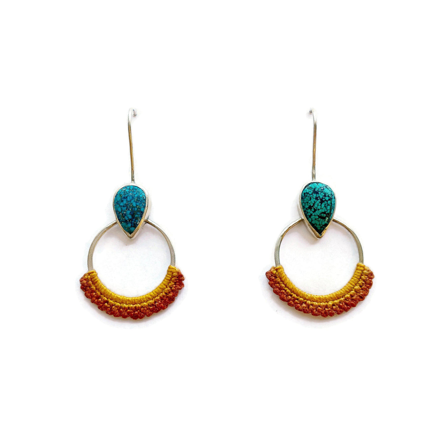 Hand Dyed Amoro Earrings in Speckled Turquoise // One-of-a-Kind-Twyla Dill-Seattle Jewelry-Handmade Jewelry-Seattle Jeweler-Twyla Dill