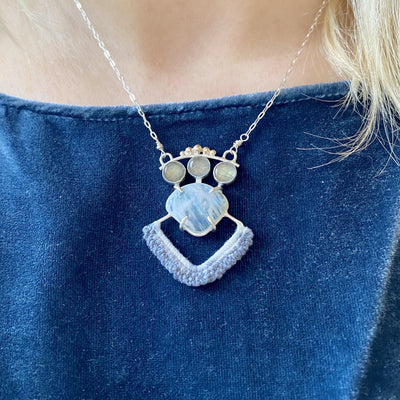Hand Dyed Crown Necklace in Labradorite, Moonstone, & 14k Gold // One-of-a-kind-Necklaces-Twyla Dill-Seattle Jewelry-Handmade Jewelry-Seattle Jeweler-Twyla Dill
