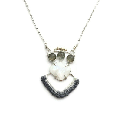 Hand Dyed Crown Necklace in Labradorite, Moonstone, & 14k Gold // One-of-a-kind-Necklaces-Twyla Dill-Seattle Jewelry-Handmade Jewelry-Seattle Jeweler-Twyla Dill