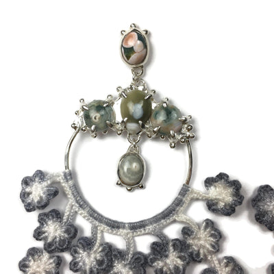 Hand Dyed Ocean Jasper Flora Earrings // One-of-a-Kind-Earrings-Twyla Dill-Seattle Jewelry-Handmade Jewelry-Seattle Jeweler-Twyla Dill