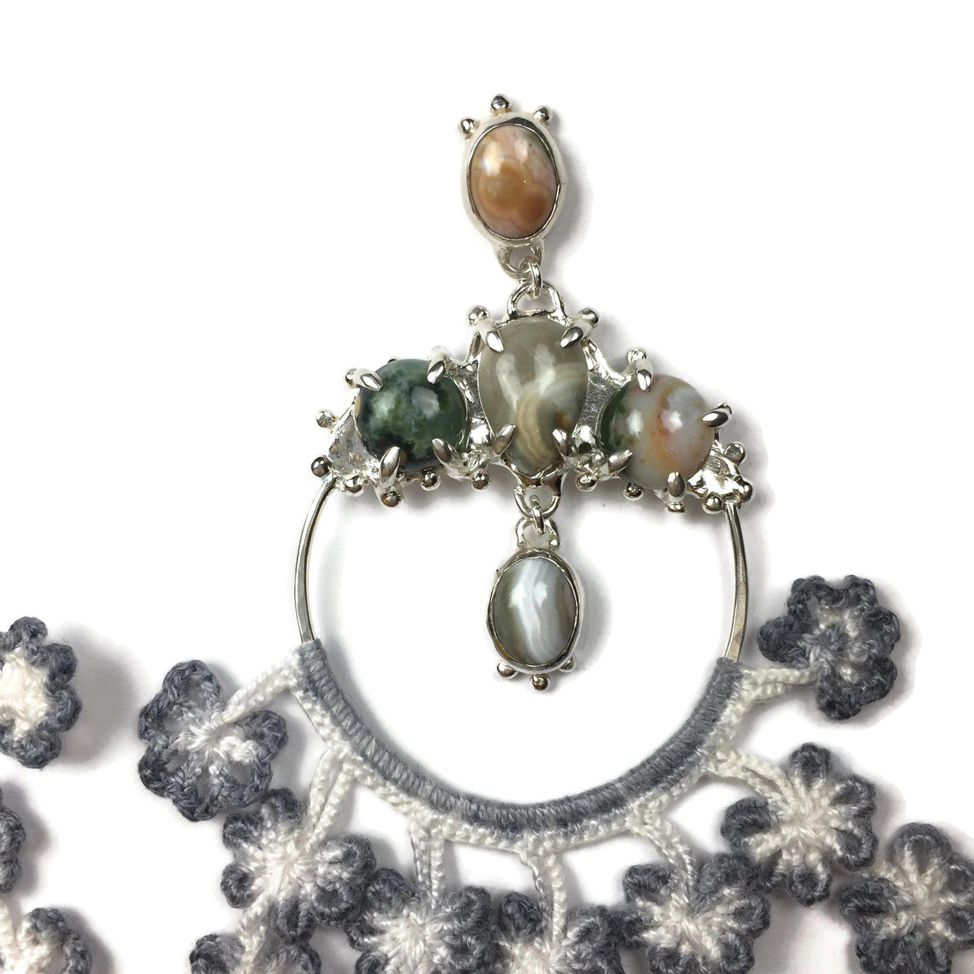 Hand Dyed Ocean Jasper Flora Earrings // One-of-a-Kind-Earrings-Twyla Dill-Seattle Jewelry-Handmade Jewelry-Seattle Jeweler-Twyla Dill