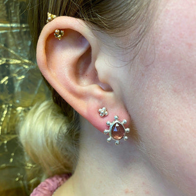 Intention Studs in Strawberry Quartz // One-of-a-Kind-Earrings-Twyla Dill-Seattle Jewelry-Handmade Jewelry-Seattle Jeweler-Twyla Dill