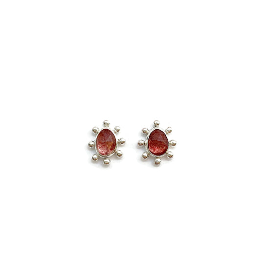 Intention Studs in Strawberry Quartz // One-of-a-Kind-Earrings-Twyla Dill-Seattle Jewelry-Handmade Jewelry-Seattle Jeweler-Twyla Dill