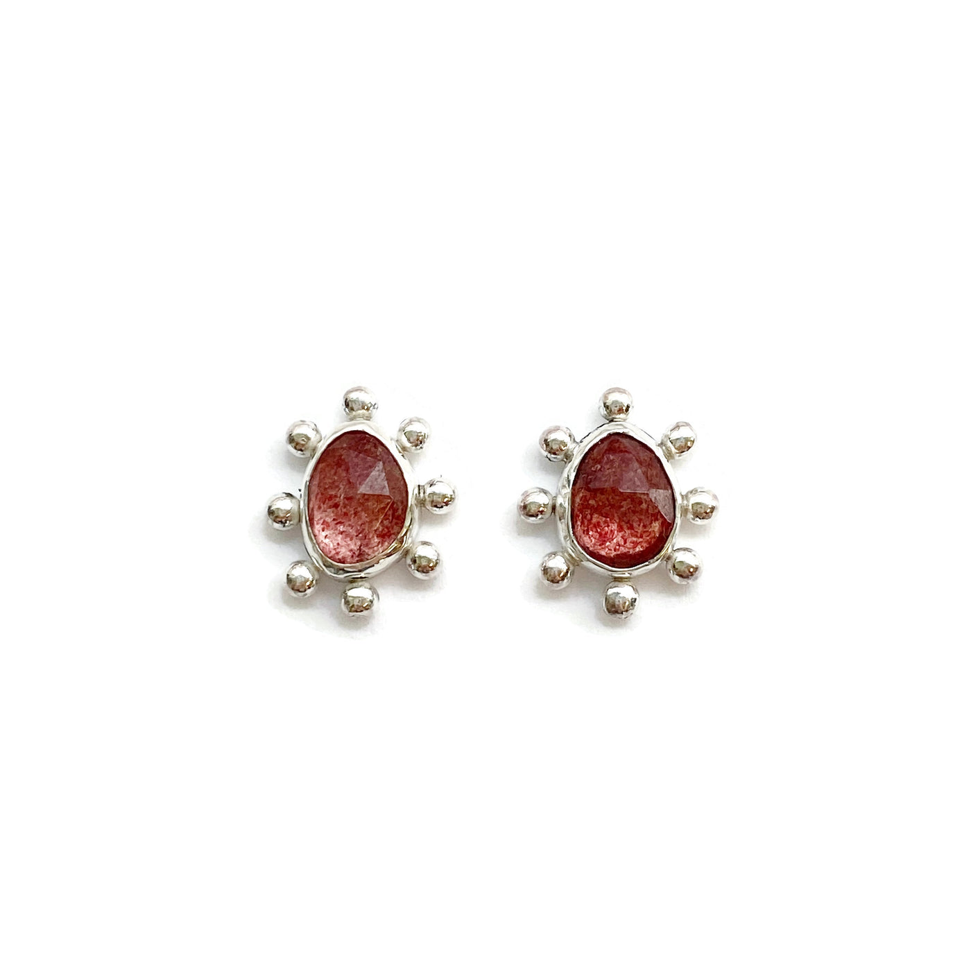 Intention Studs in Strawberry Quartz // One-of-a-Kind-Earrings-Twyla Dill-Seattle Jewelry-Handmade Jewelry-Seattle Jeweler-Twyla Dill