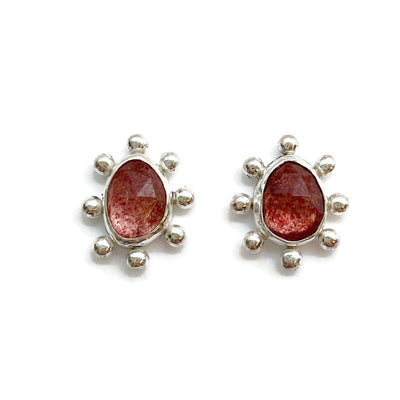 Intention Studs in Strawberry Quartz // One-of-a-Kind-Earrings-Twyla Dill-Seattle Jewelry-Handmade Jewelry-Seattle Jeweler-Twyla Dill