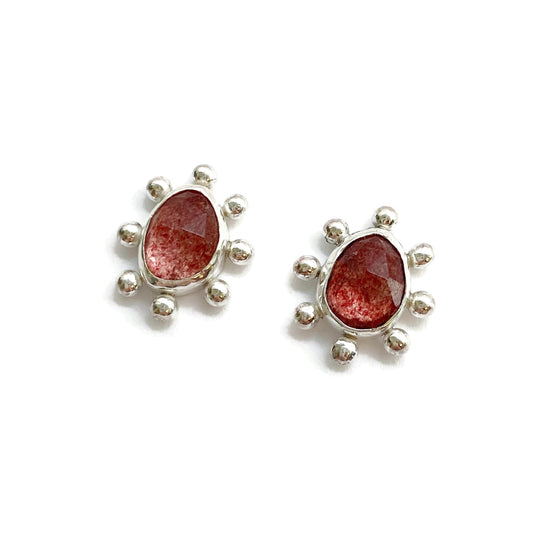 Intention Studs in Strawberry Quartz // One-of-a-Kind-Earrings-Twyla Dill-Seattle Jewelry-Handmade Jewelry-Seattle Jeweler-Twyla Dill