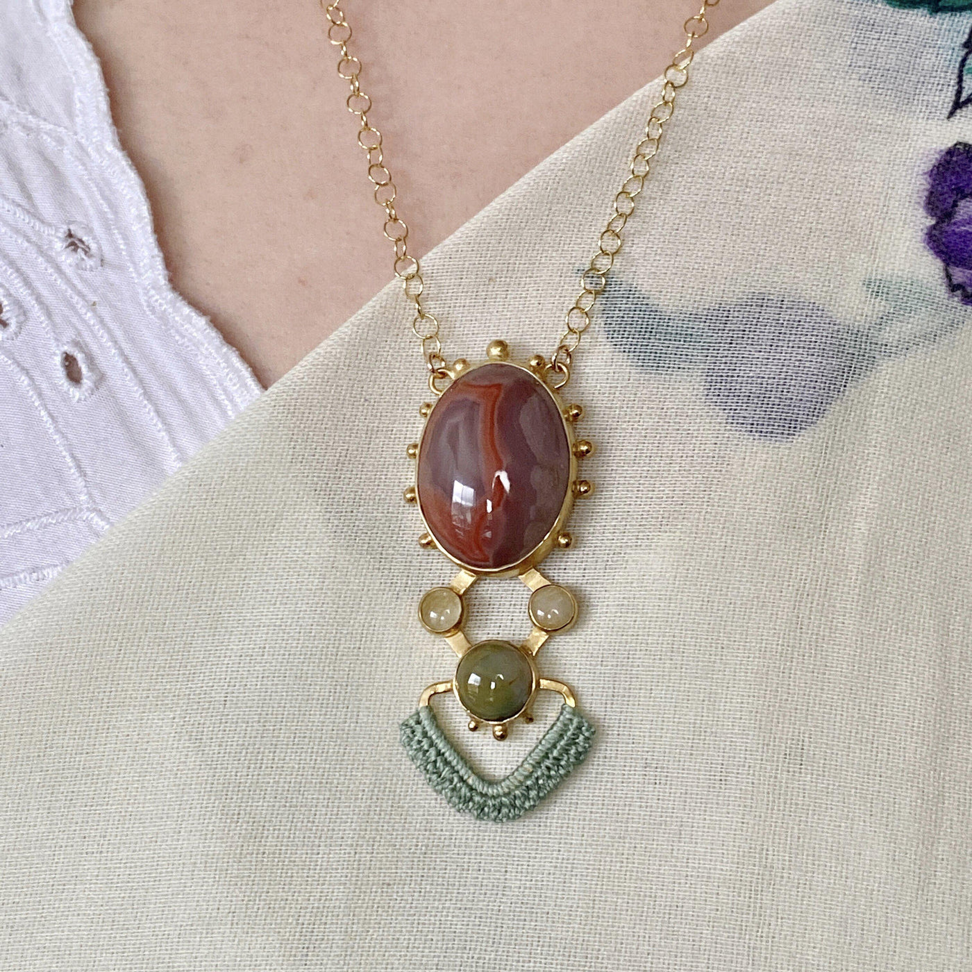 Know Your Power Necklace in Agate, Gold Rutilated Quartz & Ocean Jasper // One-of-a-Kind-Twyla Dill-Seattle Jewelry-Handmade Jewelry-Seattle Jeweler-Twyla Dill