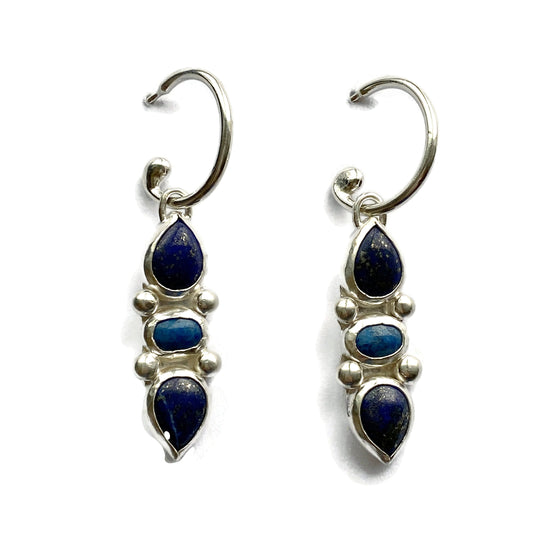 Lapis Dual Point Hoops // One-of-a-Kind-Earrings-Twyla Dill-Seattle Jewelry-Handmade Jewelry-Seattle Jeweler-Twyla Dill