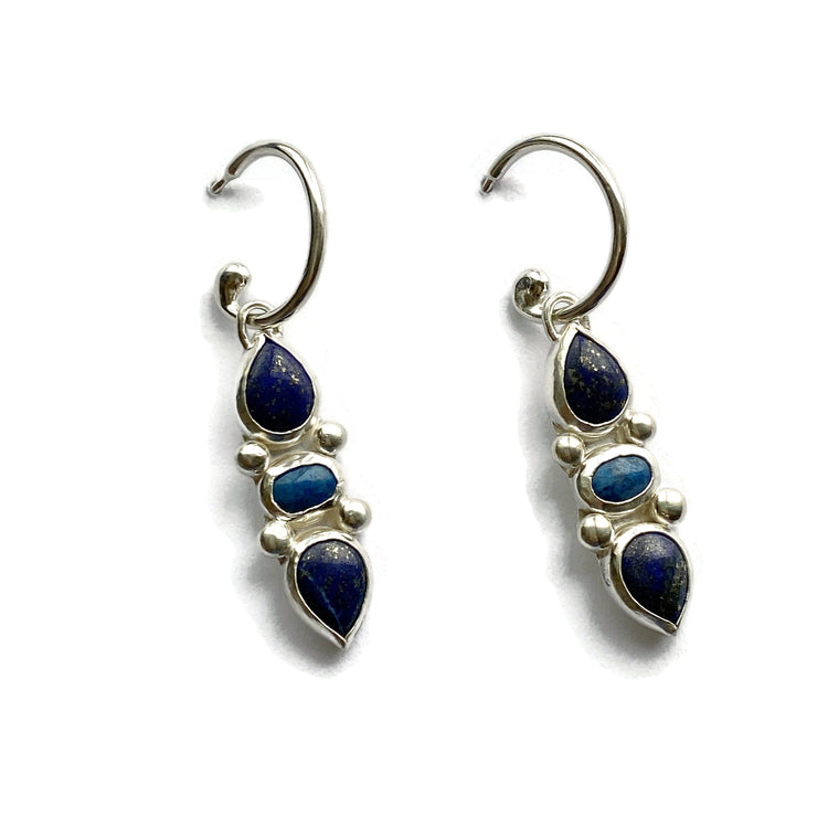 Lapis Dual Point Hoops // One-of-a-Kind-Earrings-Twyla Dill-Seattle Jewelry-Handmade Jewelry-Seattle Jeweler-Twyla Dill