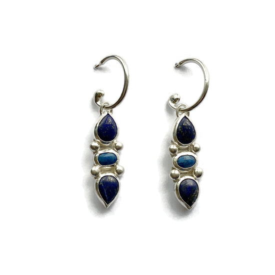 Lapis Dual Point Hoops // One-of-a-Kind-Earrings-Twyla Dill-Seattle Jewelry-Handmade Jewelry-Seattle Jeweler-Twyla Dill