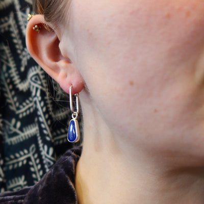 Lapis Oval Convertible Hoops // One-of-a-Kind-Earrings-Twyla Dill-Seattle Jewelry-Handmade Jewelry-Seattle Jeweler-Twyla Dill