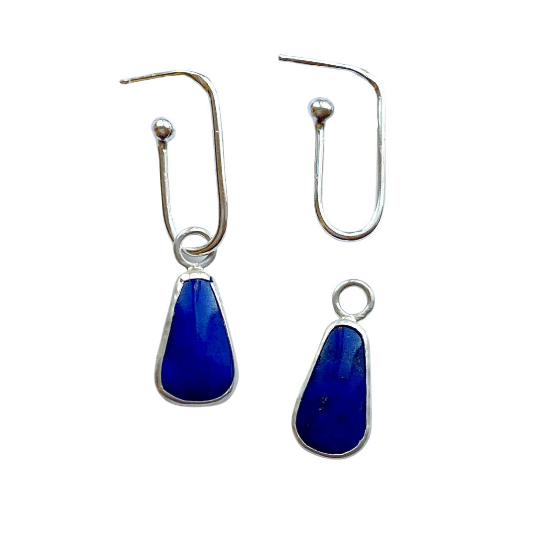 Lapis Oval Convertible Hoops // One-of-a-Kind-Earrings-Twyla Dill-Seattle Jewelry-Handmade Jewelry-Seattle Jeweler-Twyla Dill