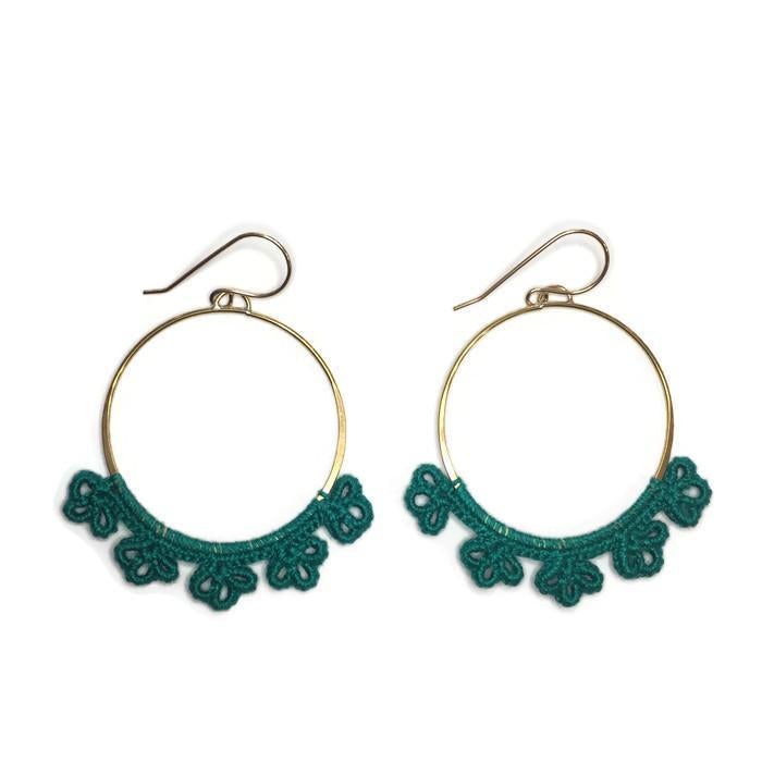 Large Fleur Hoops-Earrings-Twyla Dill-14kt Gold-Plated-Turquoise-Seattle Jewelry-Handmade Jewelry-Seattle Jeweler-Twyla Dill