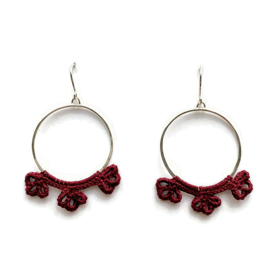 Medium Fleur Hoops-Earrings-Twyla Dill-Sterling Silver-Wine-Seattle Jewelry-Handmade Jewelry-Seattle Jeweler-Twyla Dill