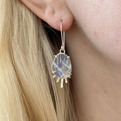 Moonstone Rays Earrings & 14k Gold // One-of-a-kind-Earrings-Twyla Dill-Seattle Jewelry-Handmade Jewelry-Seattle Jeweler-Twyla Dill