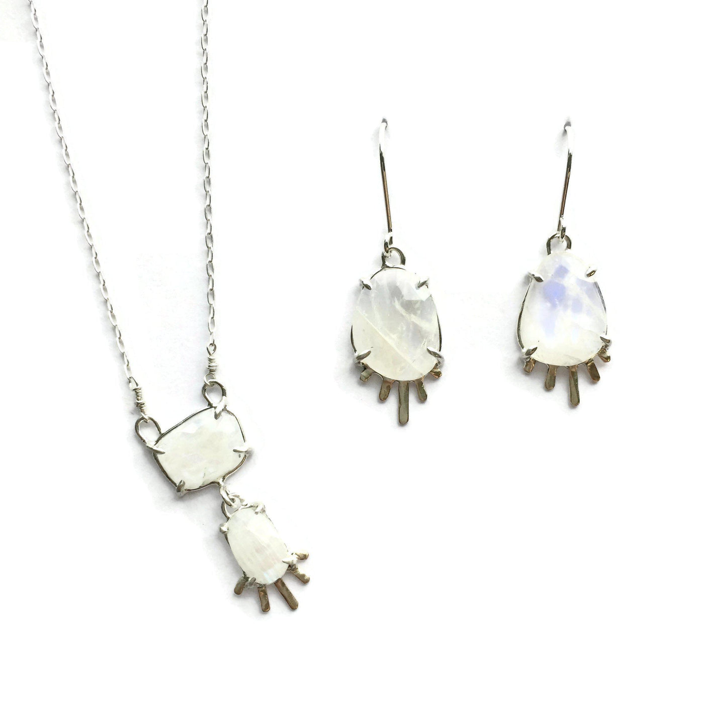 Moonstone Rays Earrings & 14k Gold // One-of-a-kind-Earrings-Twyla Dill-Seattle Jewelry-Handmade Jewelry-Seattle Jeweler-Twyla Dill
