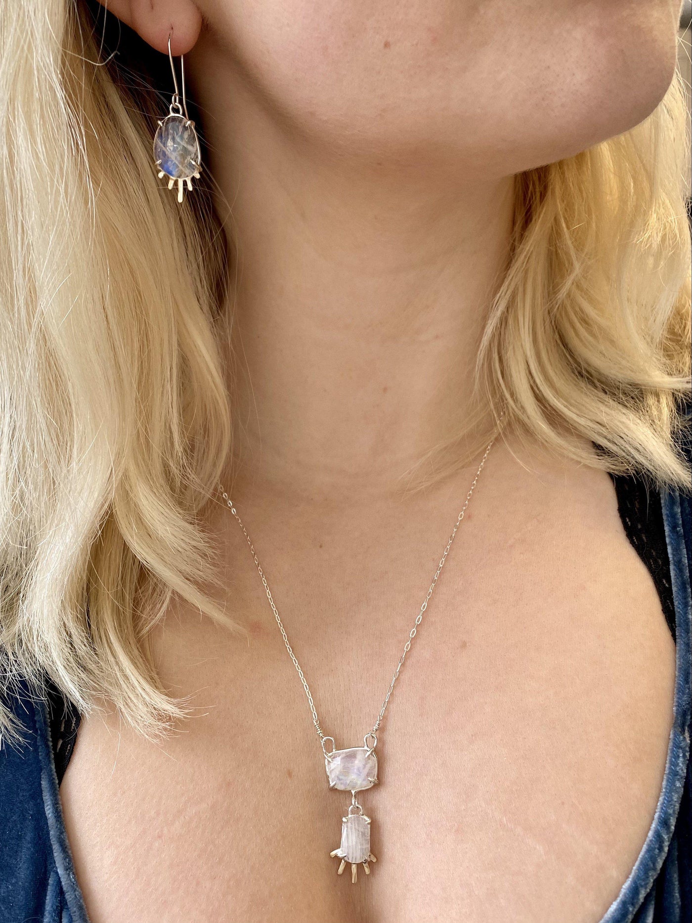 Moonstone Rays Earrings & 14k Gold // One-of-a-kind-Earrings-Twyla Dill-Seattle Jewelry-Handmade Jewelry-Seattle Jeweler-Twyla Dill