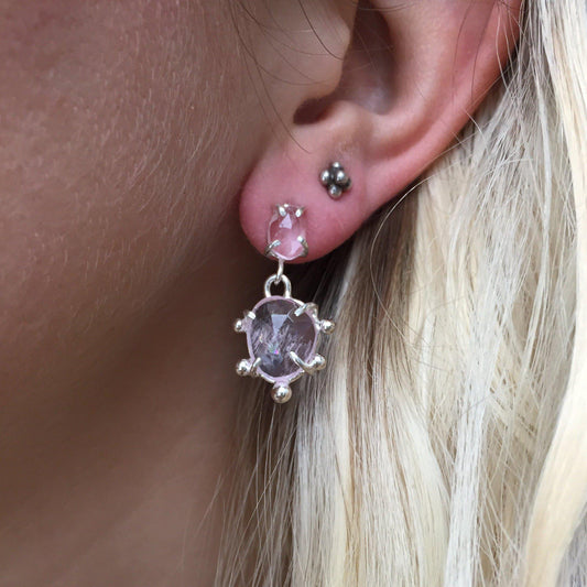Morganite Starlit Studs // One-of-a-Kind-Twyla Dill-Seattle Jewelry-Handmade Jewelry-Seattle Jeweler-Twyla Dill