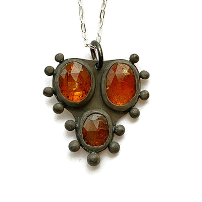 Orange Kyanite Cluster with Dots Necklace // One-of-a-Kind-Necklaces-Twyla Dill-Seattle Jewelry-Handmade Jewelry-Seattle Jeweler-Twyla Dill