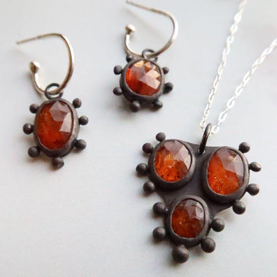 Orange Kyanite Cluster with Dots Necklace // One-of-a-Kind-Necklaces-Twyla Dill-Seattle Jewelry-Handmade Jewelry-Seattle Jeweler-Twyla Dill