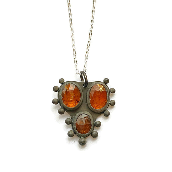 Orange Kyanite Cluster with Dots Necklace // One-of-a-Kind-Necklaces-Twyla Dill-Seattle Jewelry-Handmade Jewelry-Seattle Jeweler-Twyla Dill