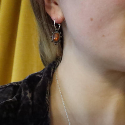 Orange Kyanite with Dots Convertible Hoops // One-of-a-Kind-Earrings-Twyla Dill-Seattle Jewelry-Handmade Jewelry-Seattle Jeweler-Twyla Dill