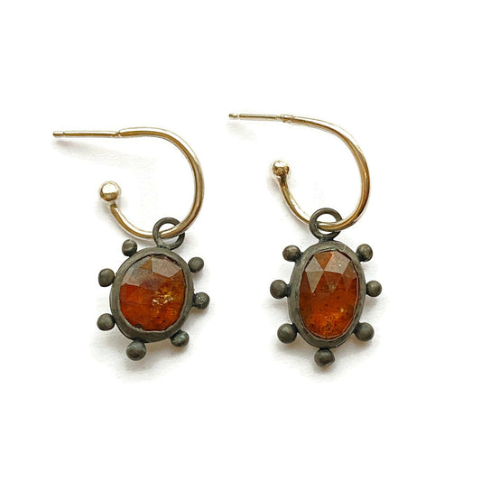 Orange Kyanite with Dots Convertible Hoops // One-of-a-Kind-Earrings-Twyla Dill-Seattle Jewelry-Handmade Jewelry-Seattle Jeweler-Twyla Dill