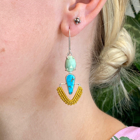 Pathway Earrings in Chrysoprase & Turquoise // One-of-a-Kind-Twyla Dill-Seattle Jewelry-Handmade Jewelry-Seattle Jeweler-Twyla Dill